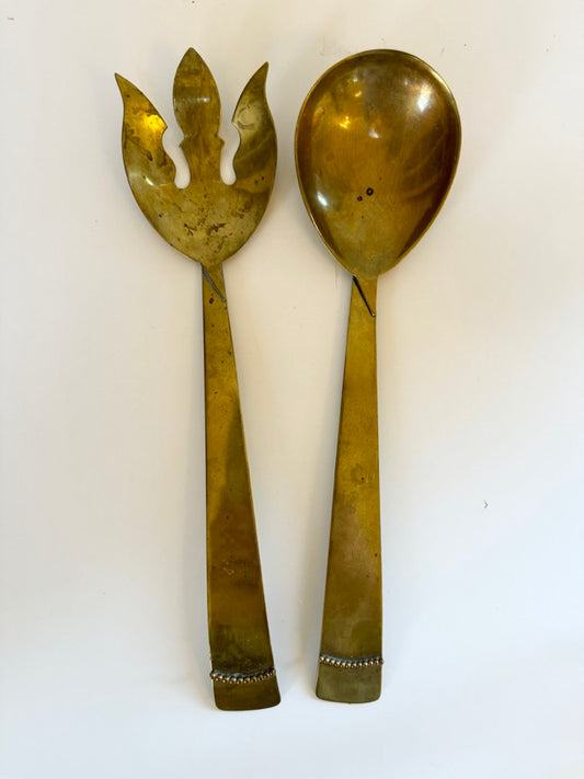 Gold tone plated salad servers from Three Crowns Silversmiths