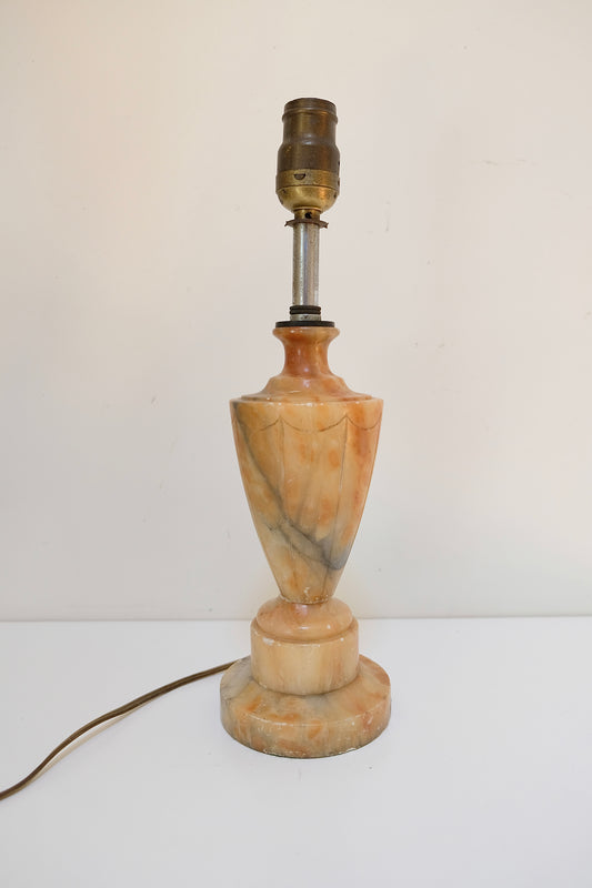 Antique Italian Orange Alabaster Urn Table Lamp, Carved Marble Base