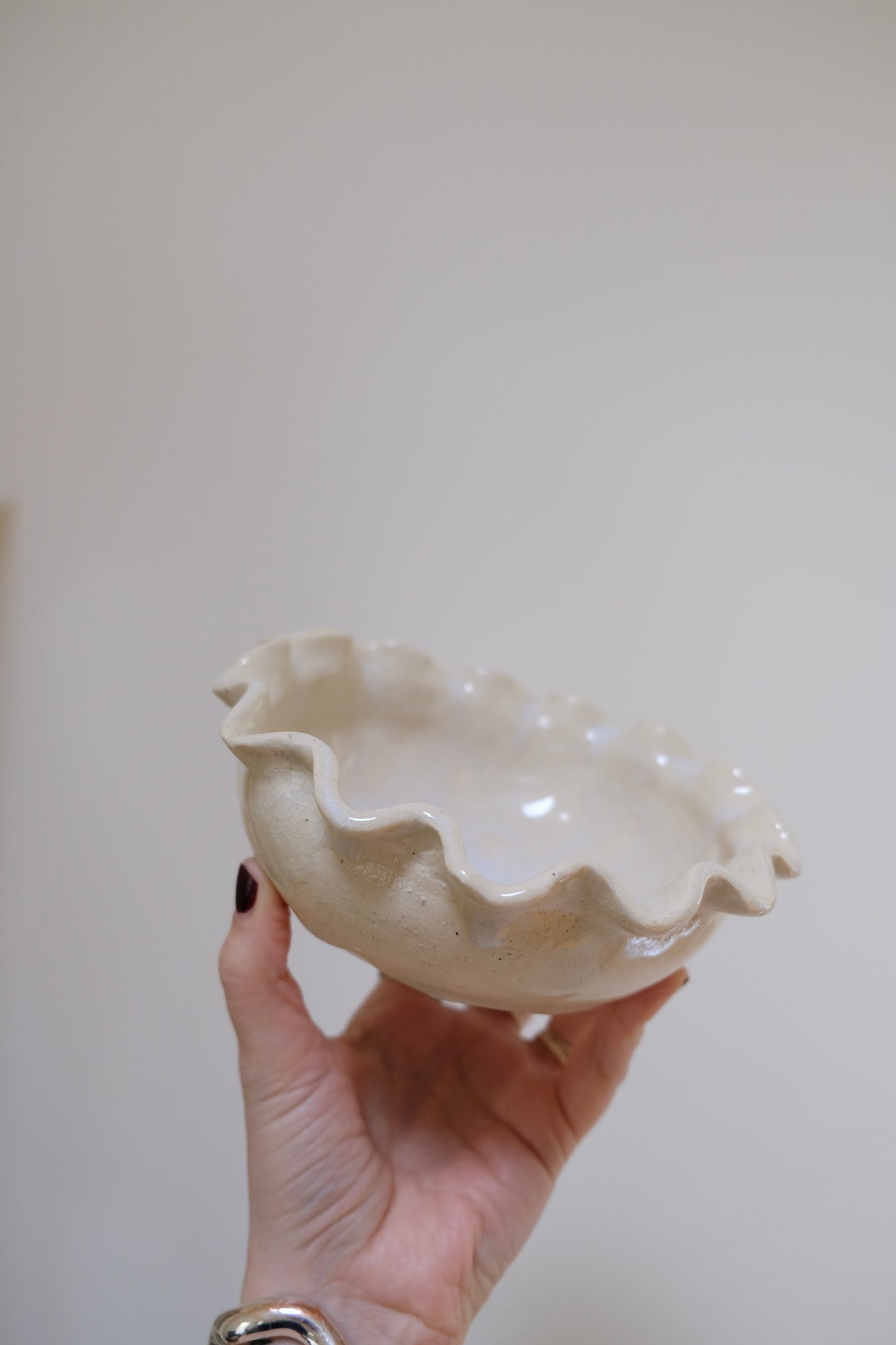 Studio Pottery Scalloped Bowl — 6.5” x 2.5”