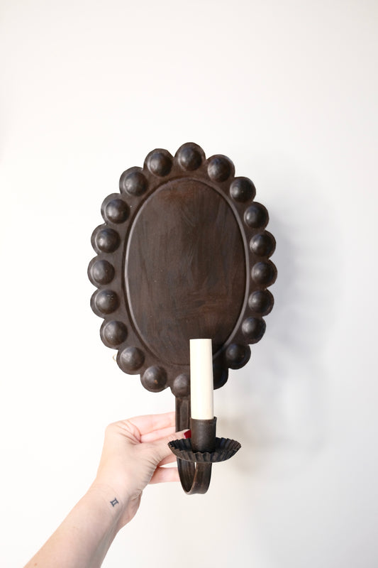 Vintage Scalloped Tin Sconce