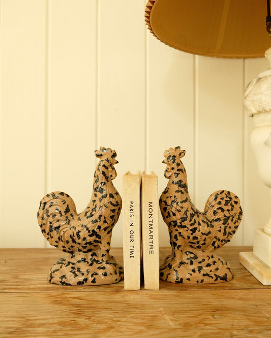 Pair of Vintage Spotted Glazed Roosters