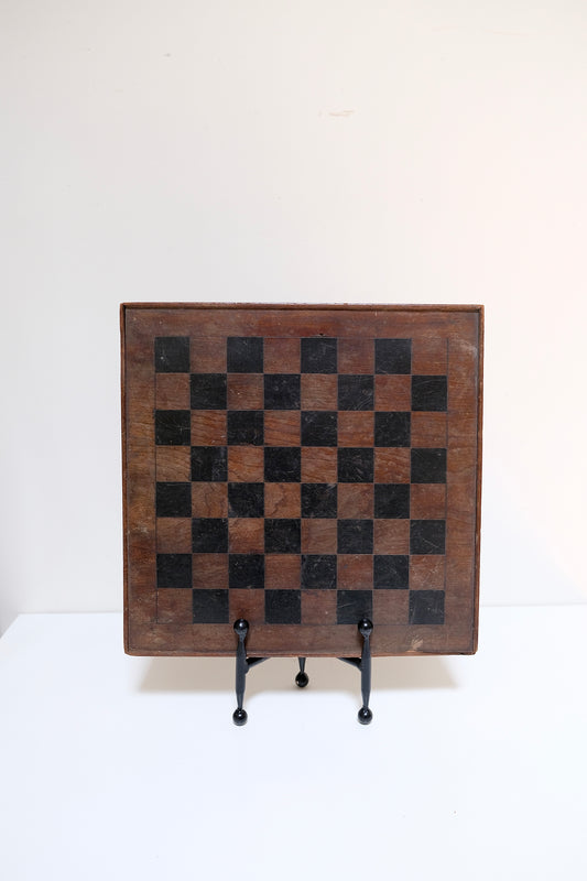 Antique Primitive Hand-Made Wooden Checkers Game Board