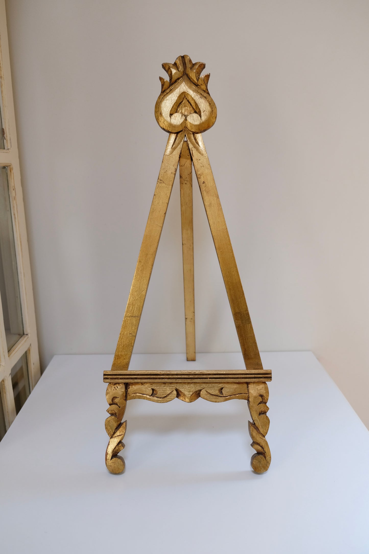 Hand-Carved Gilded Wooden Easel — 30” x 11”