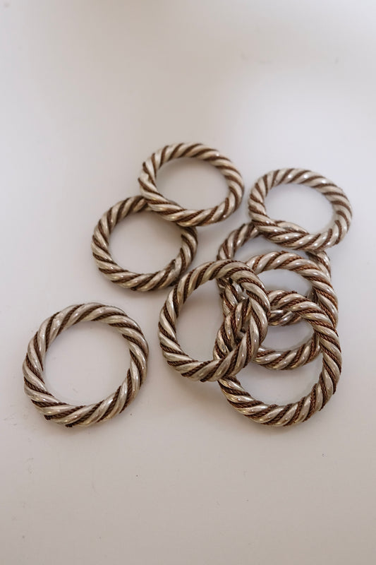 Set of 8 Heavy Rope Metal Napkin Rings