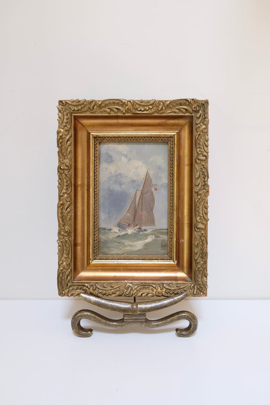 Antique Framed Mini Sailboat Painting