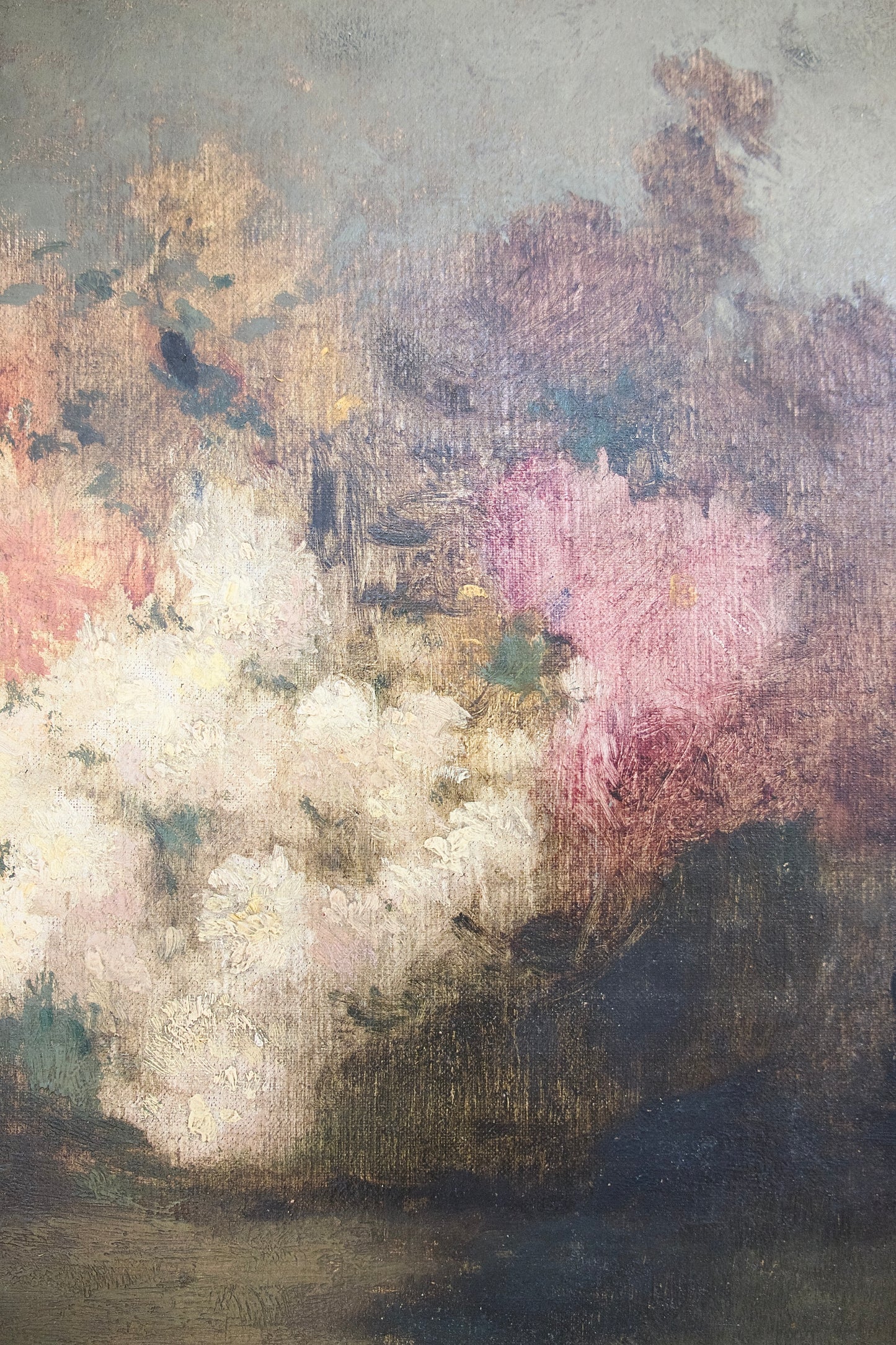 Antique Floral Still Life Oil Painting in Gilt Frame