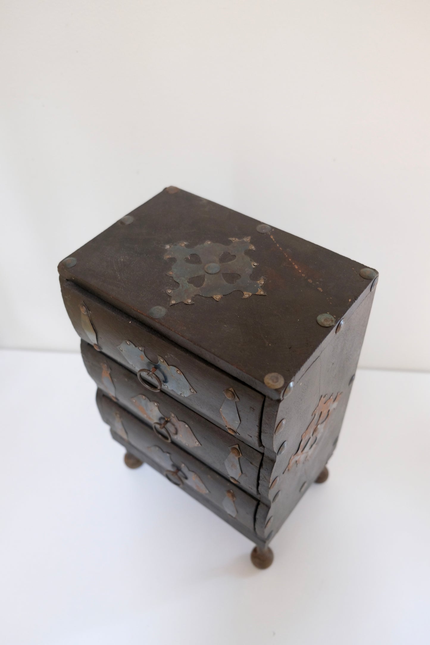 Vintage Mini Three Drawer Dresser with Metal Details