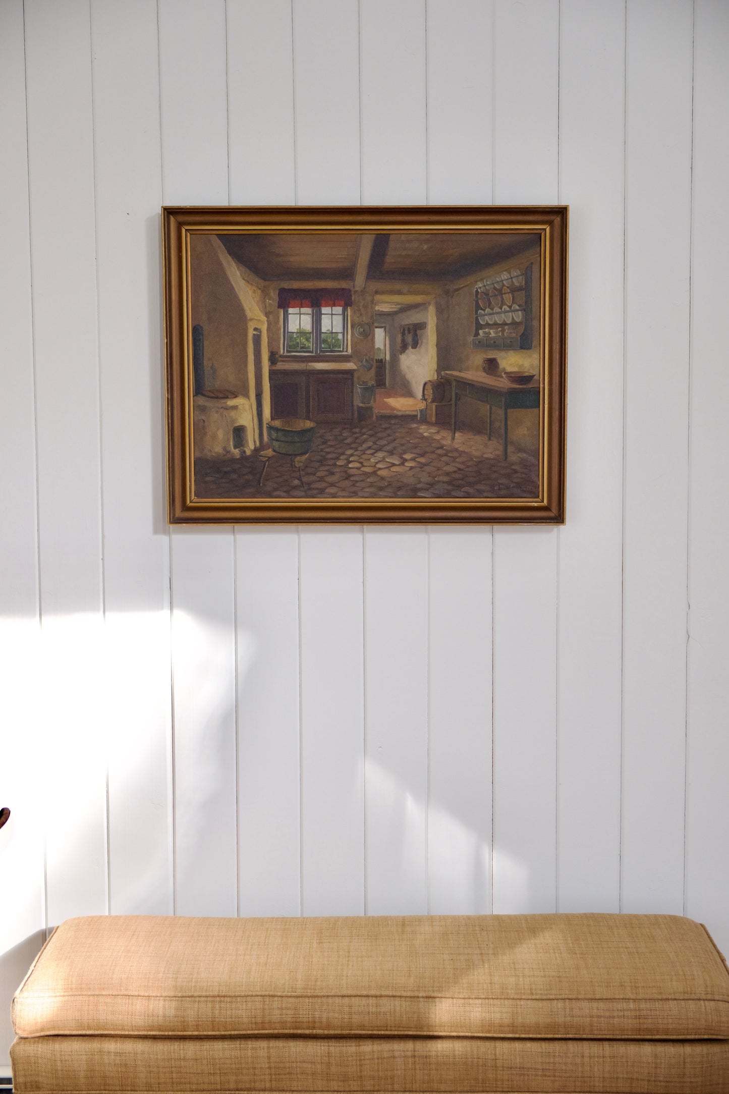 Lars Johansen, Interior From a Farmhouse, Oil on Canvas, Signed