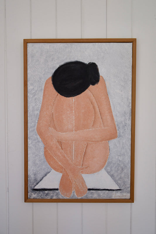 Signed Vintage Modernist Nude Painting