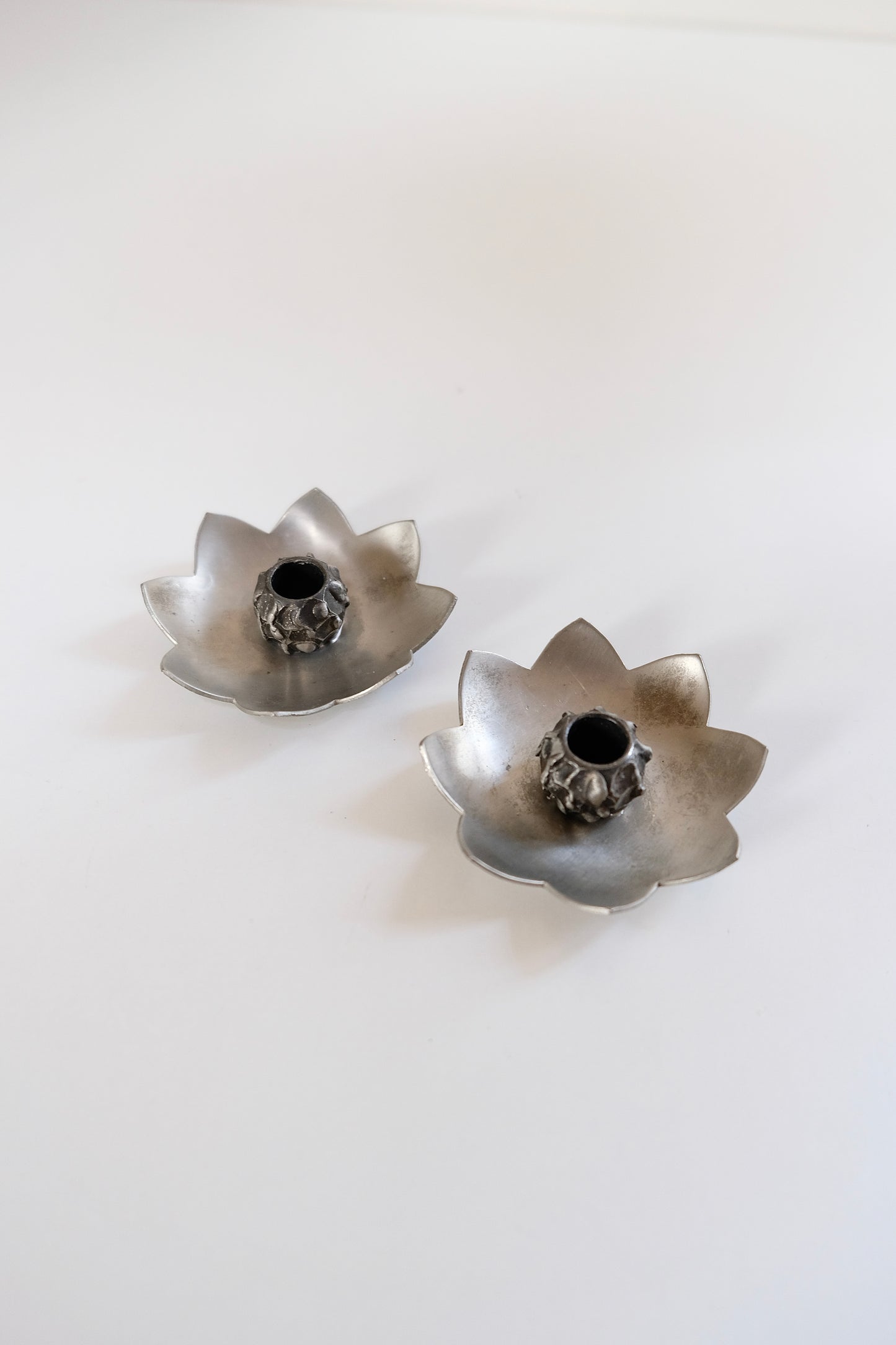 Pair of Norwegian Pewter Candleholders