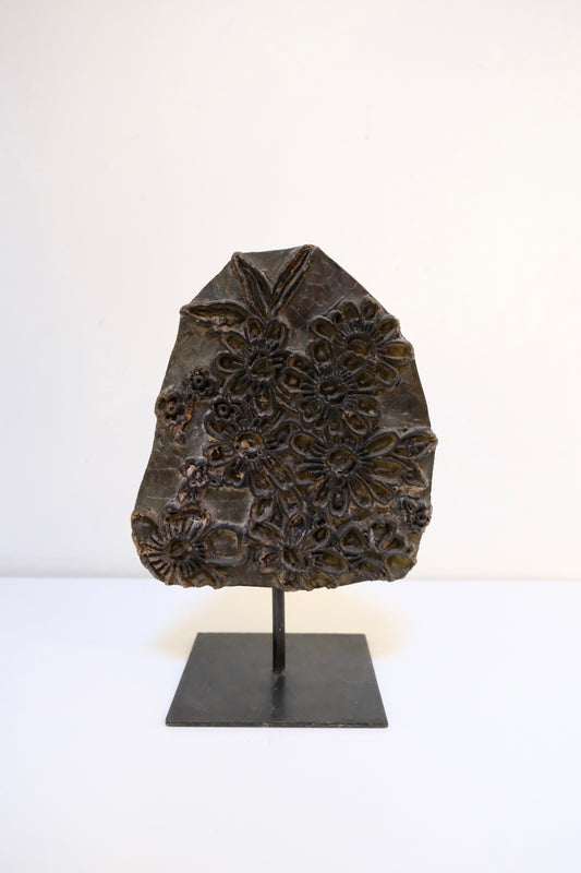Carved Floral Printing Block on Stand