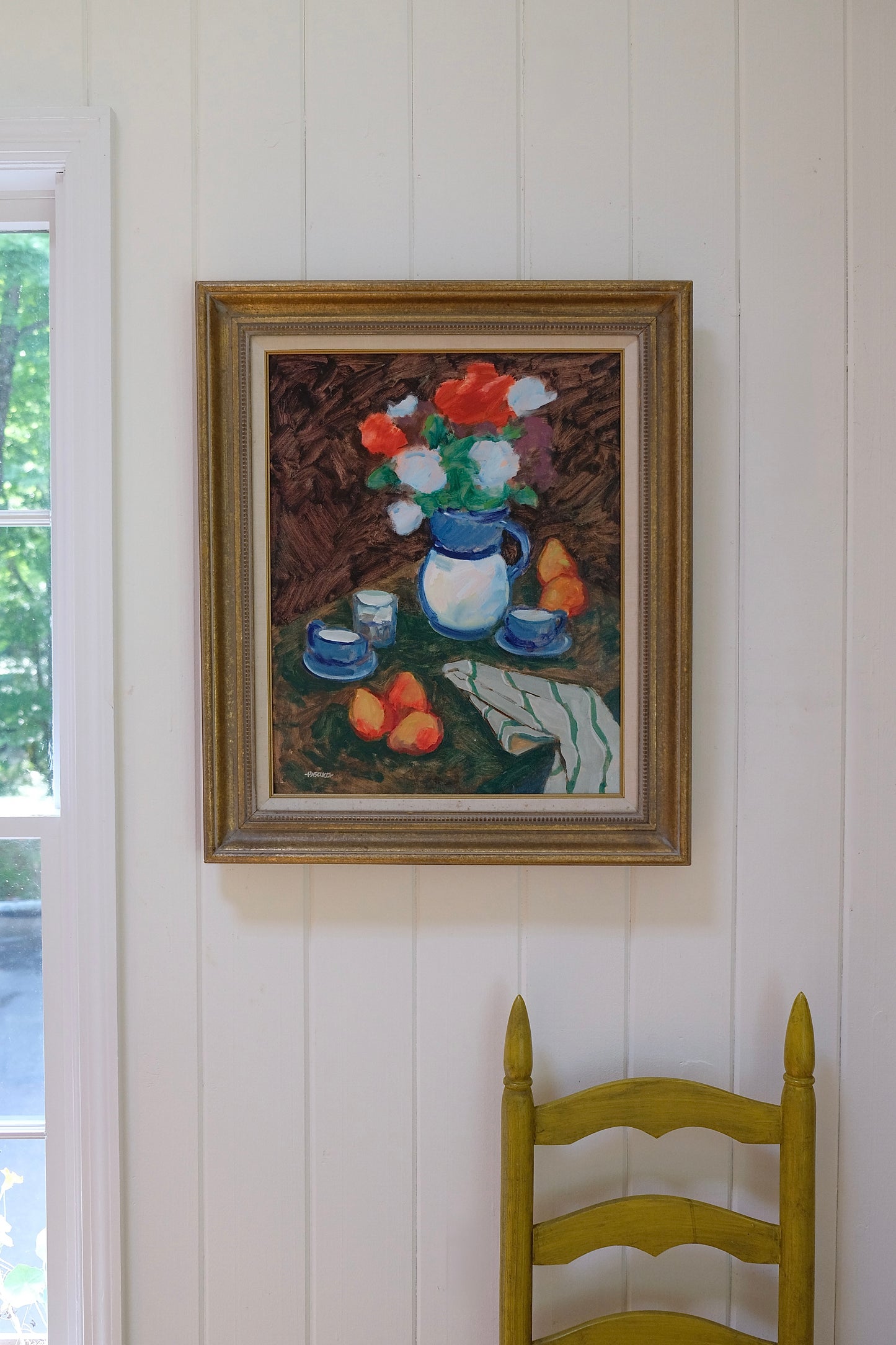 Vintage James R. Pascucci Blue & White Pitcher Still Life Painting