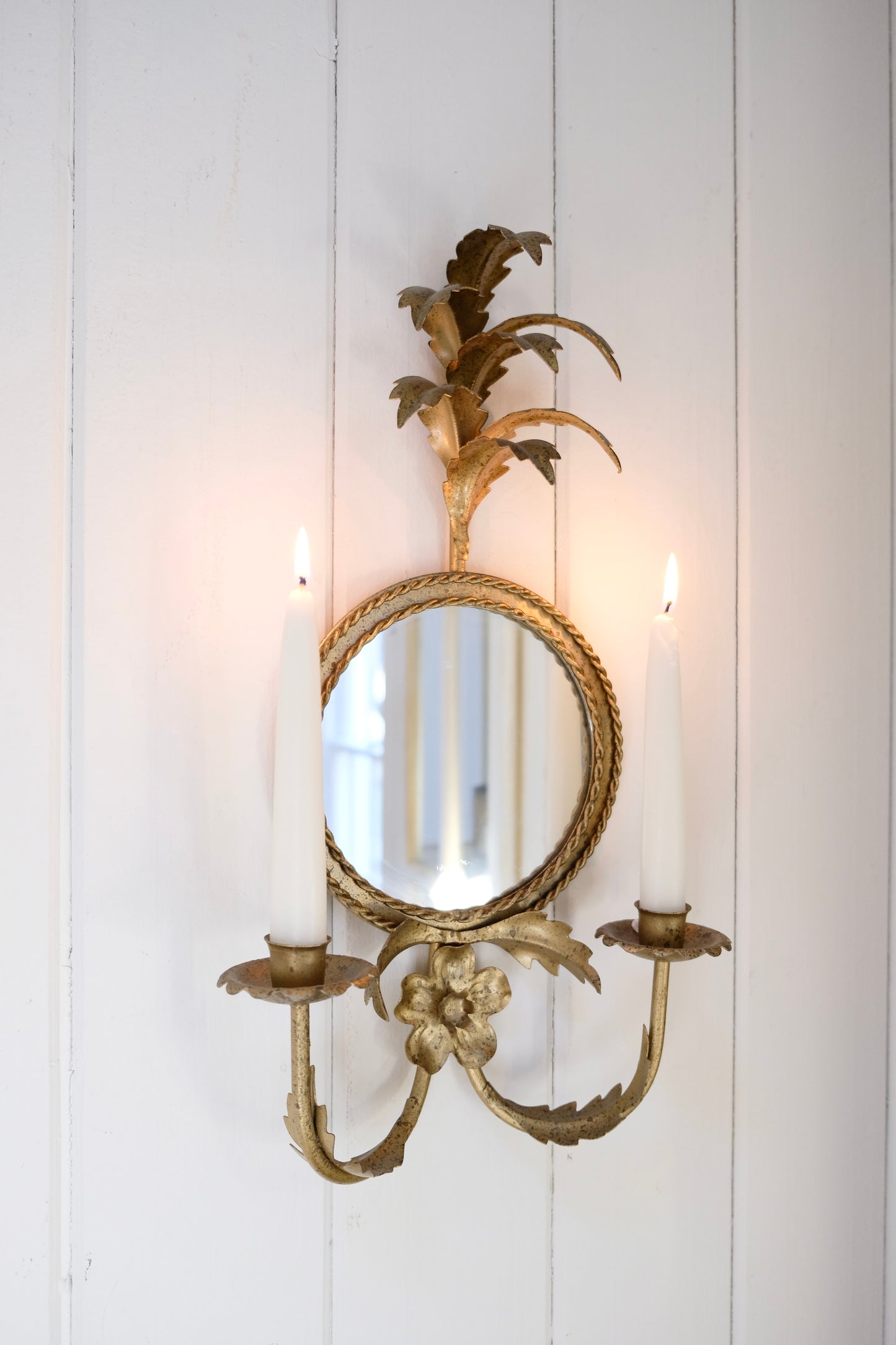 Pair of Stunning Vintage Italian Gilt Wall Candle Sconces