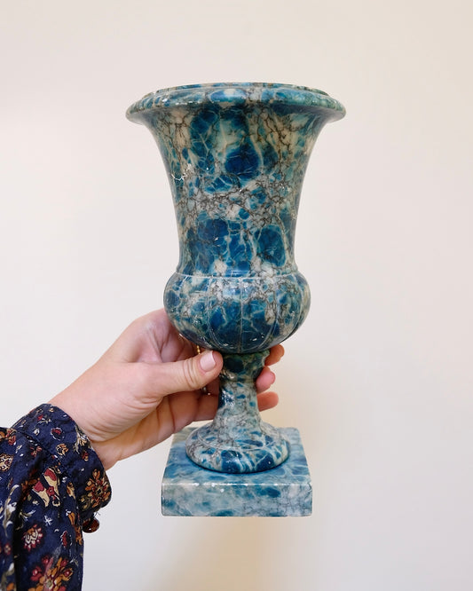 Stunning Rare Blue and White Alabaster Urn