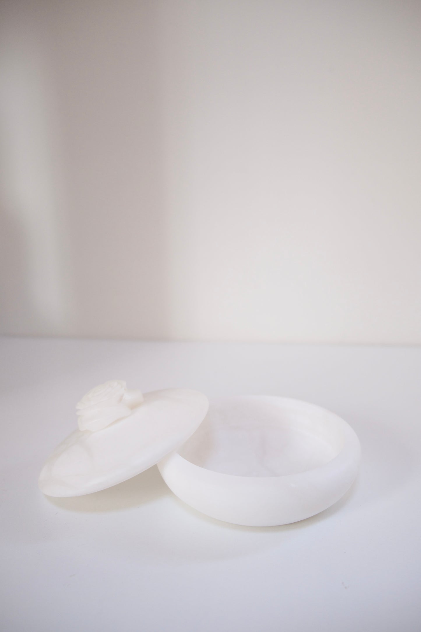 Vintage Alabaster Dish with Rose Lid