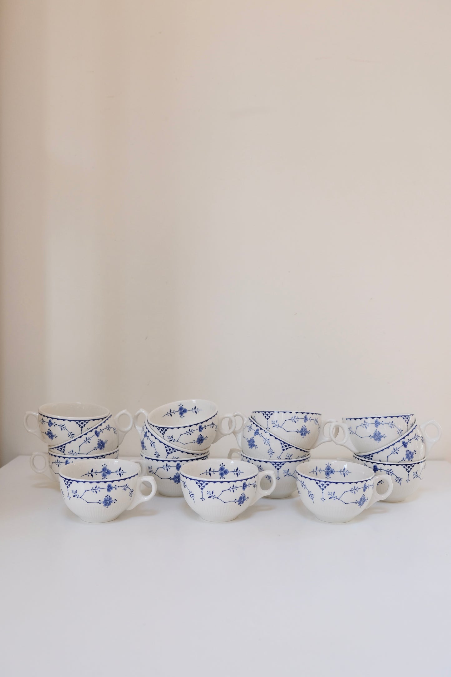 Vintage English Blue Fluted Style Tea Cups, Sold Separately