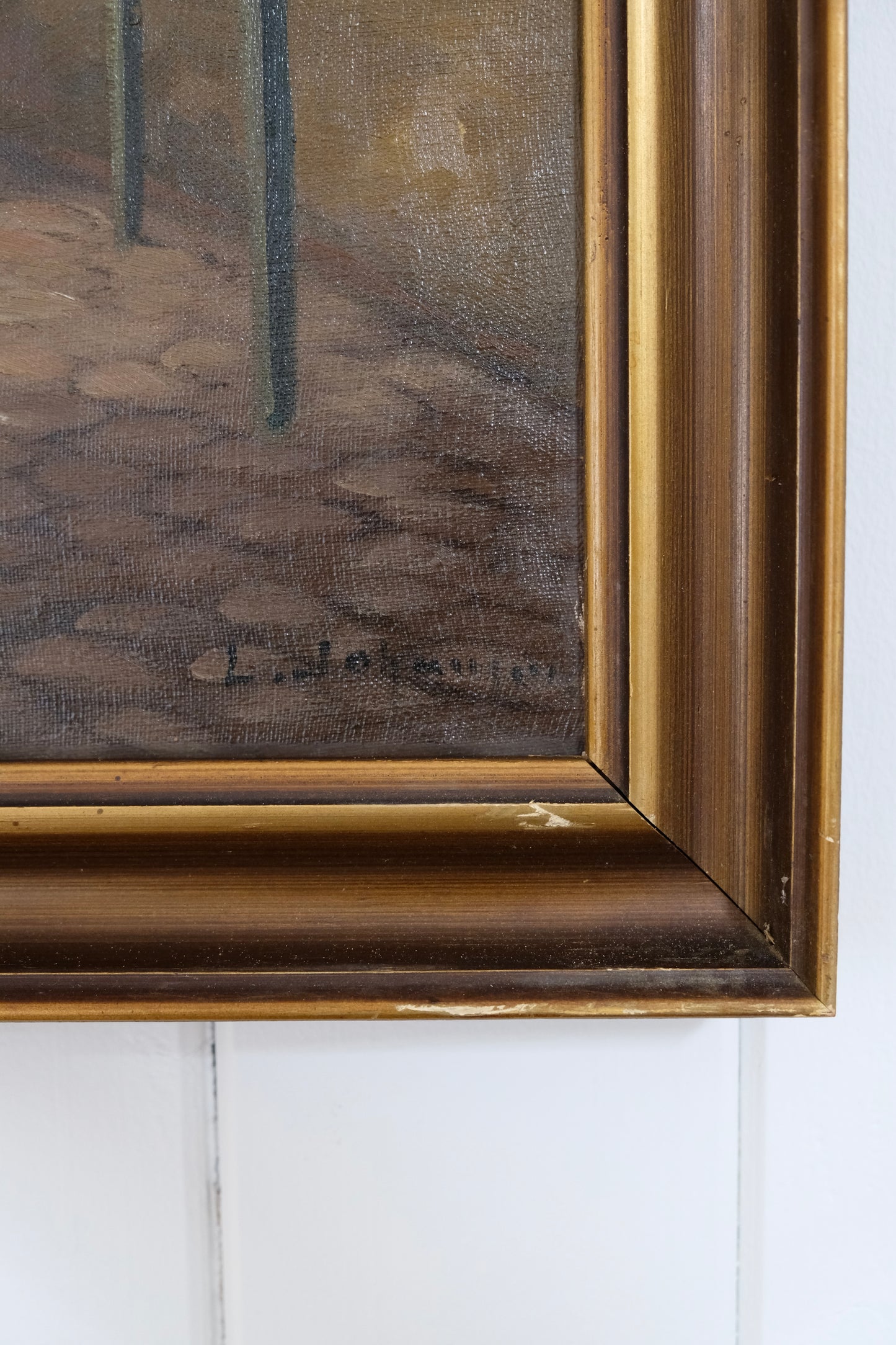 Lars Johansen, Interior From a Farmhouse, Oil on Canvas, Signed