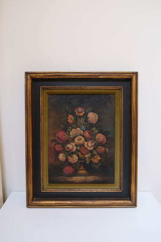 Vintage Moody Floral Oil Painting