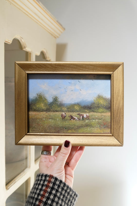 Vintage English Mini Pastoral Painting⁠