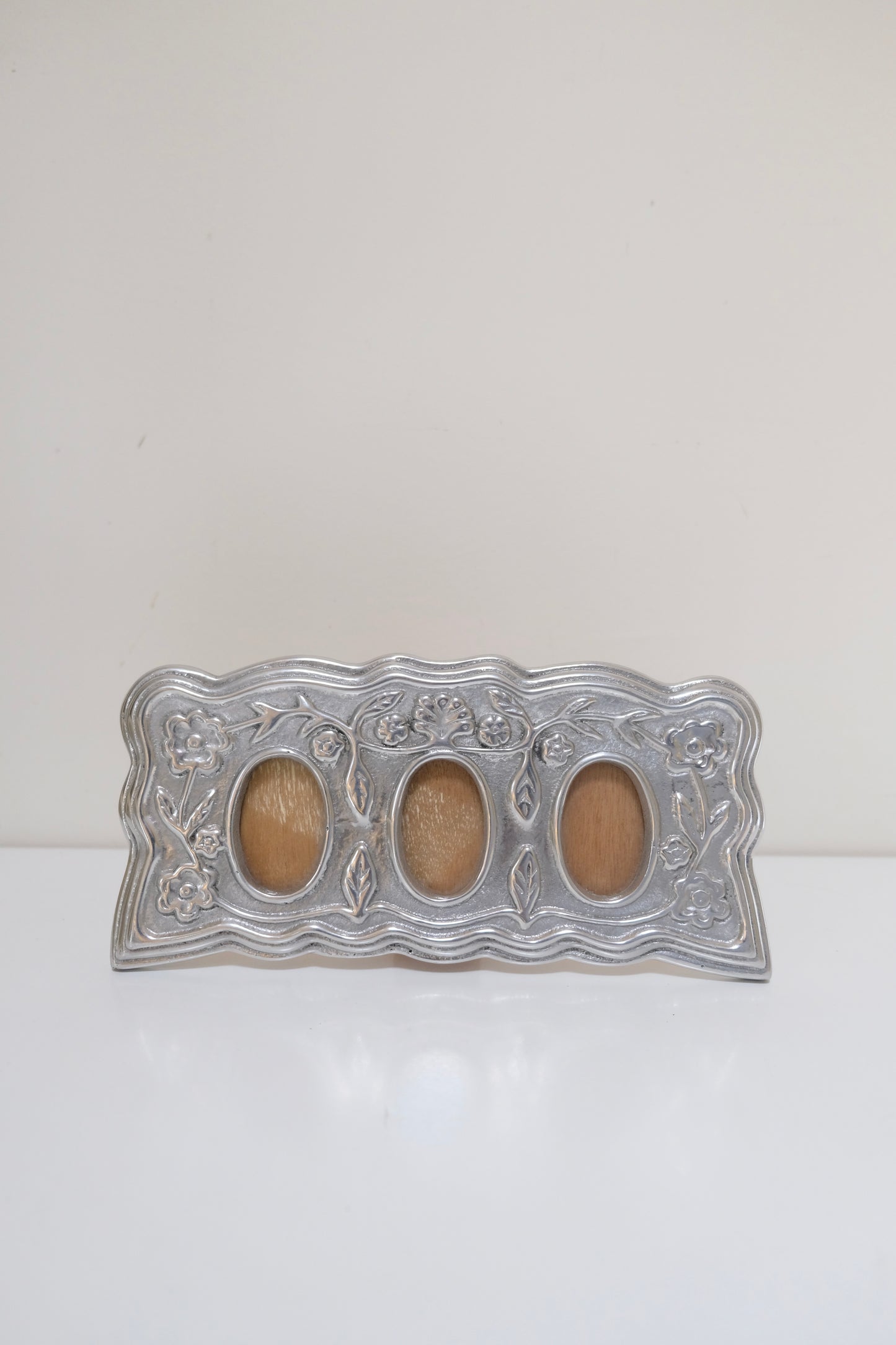 Metal Floral Triple Photo Frame