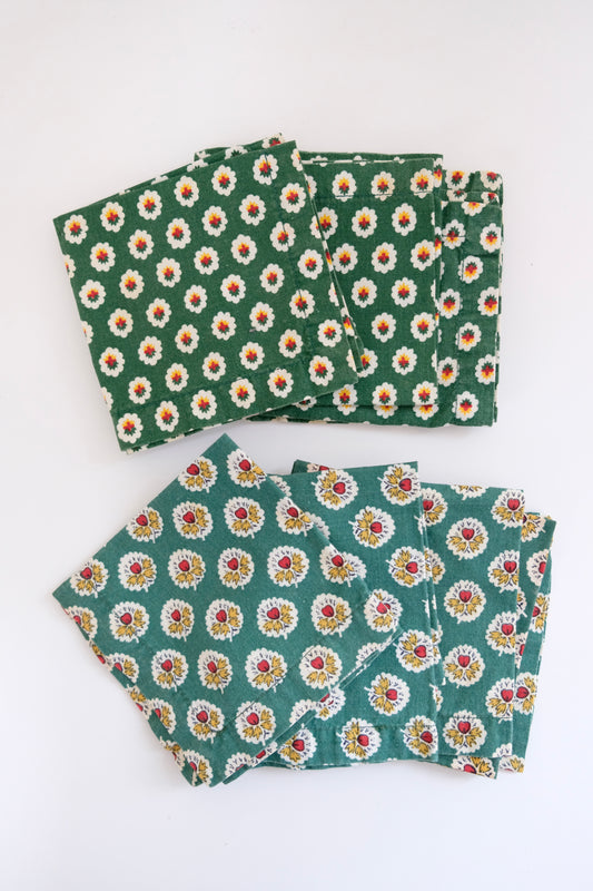 Vintage Cloth Cocktail Napkins (Two Sets)