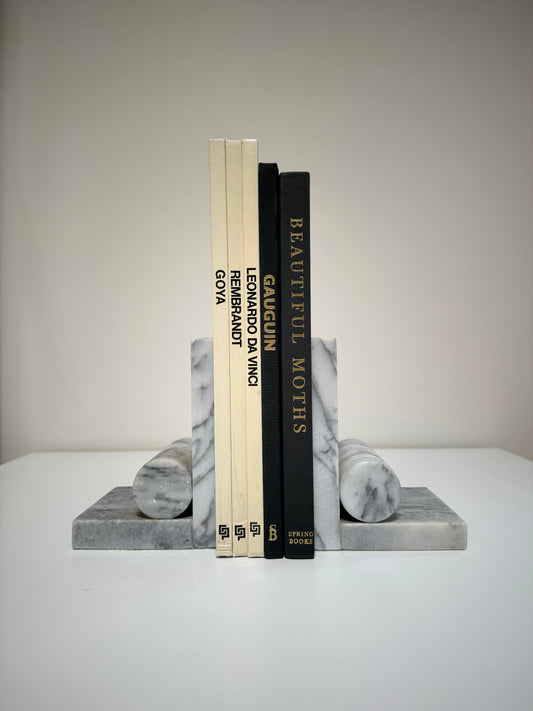 Marble Bookends with Solid Cylinder