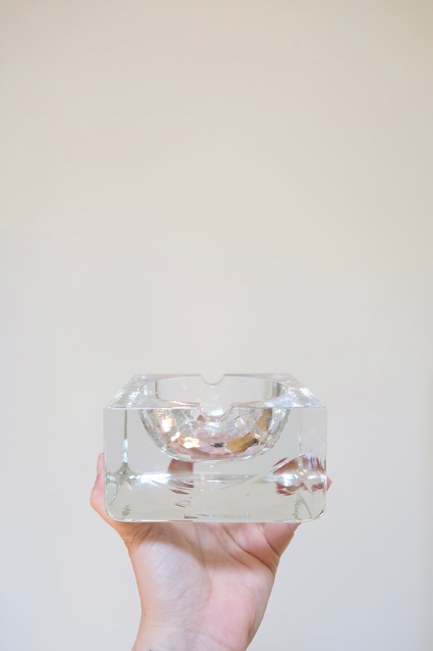 Vintage Nybro Sweden Art Glass Ashtray, Heavy Swedish Glass