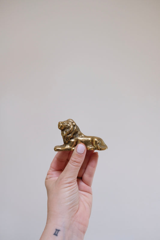 Petite Brass Lion Figurine