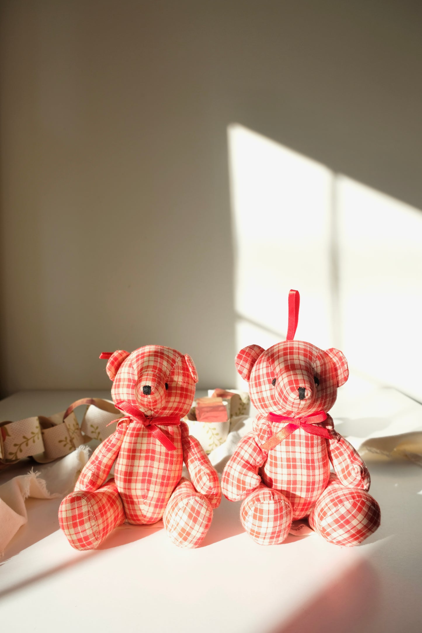 Vintage Lillian Vernon Red Plaid Teddy Bears (Sold Separately)
