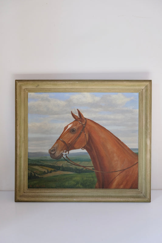 Vintage Horse Portrait – G. J. Taylor, Oil on Canvas, Signed