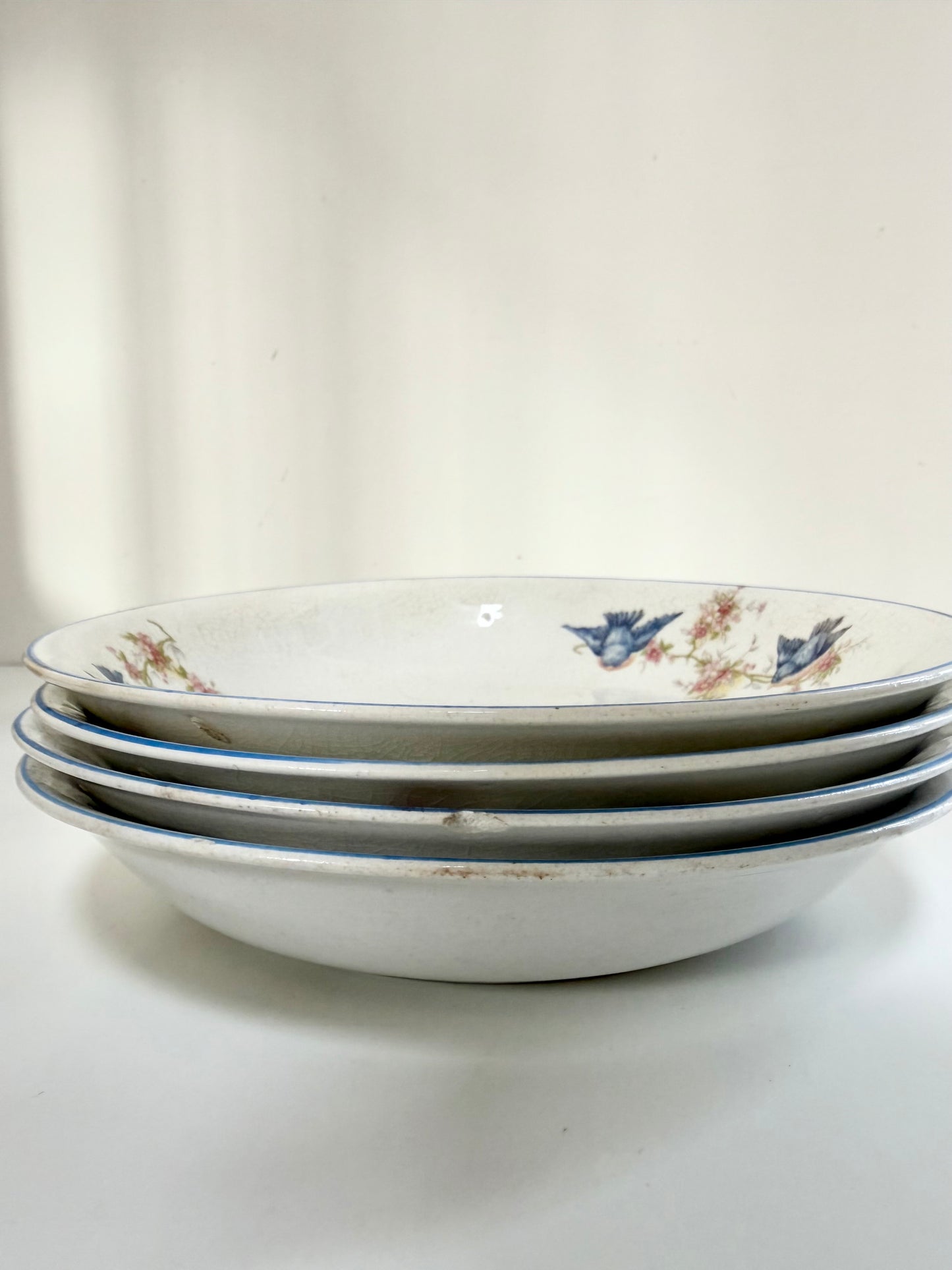 Set of 4 Hopewell China Blue Bird Bowls