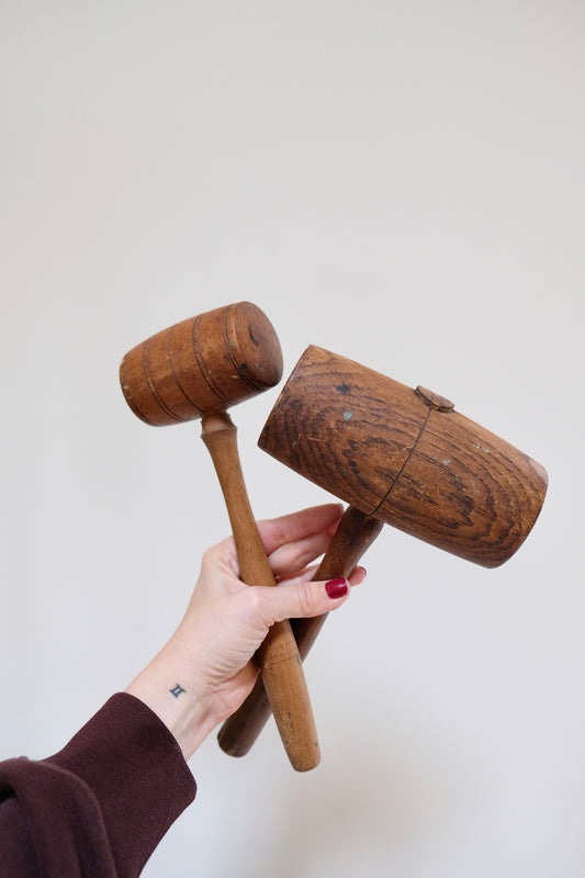 Set of Two Antique Wooden Mallets