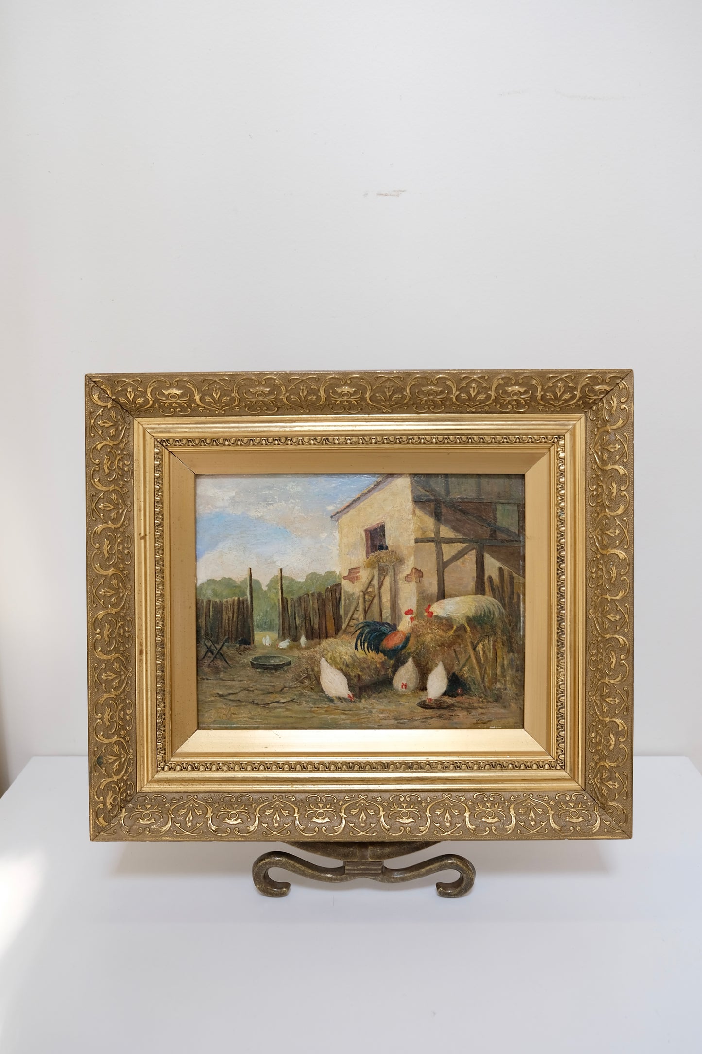 Antique Farmyard Scene, Signed Guilleminet