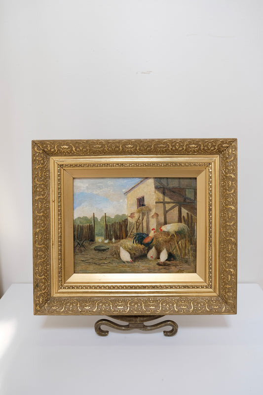 Antique Farmyard Scene, Signed Guilleminet