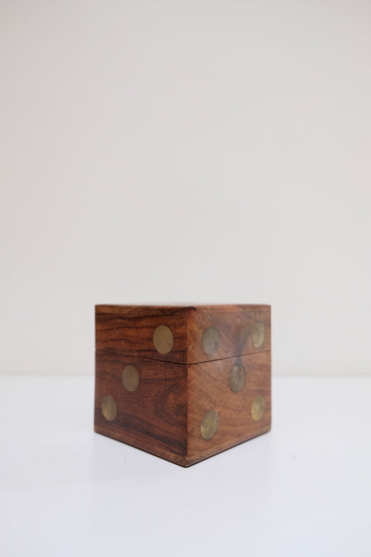 Wooden Dice Box with Two Dice