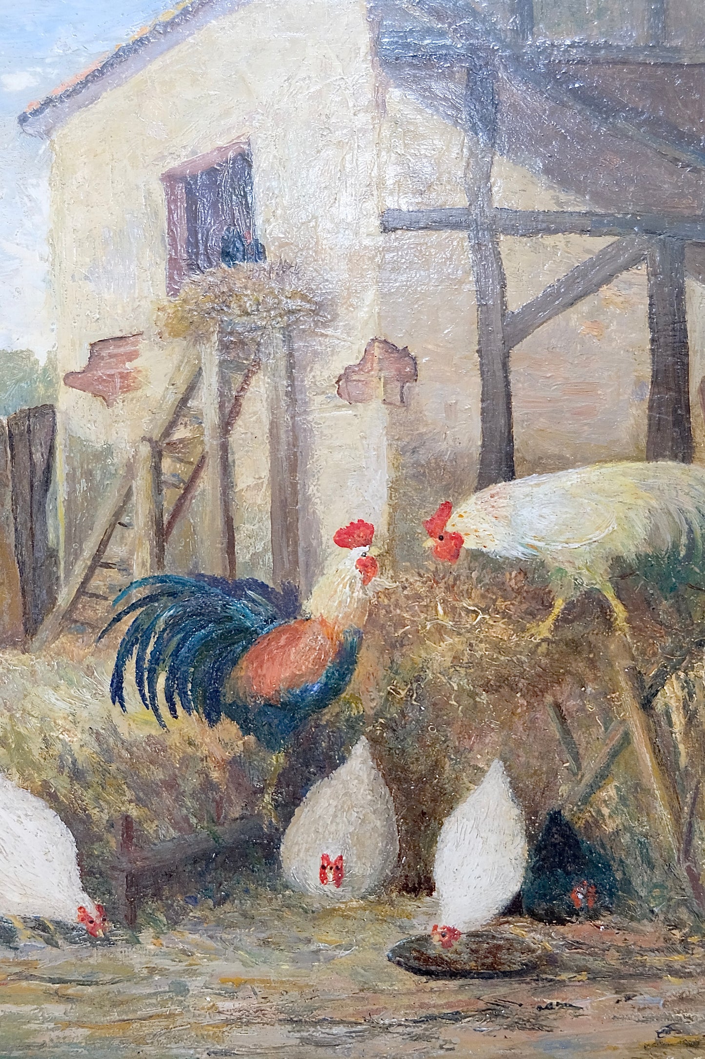 Antique Farmyard Scene, Signed Guilleminet