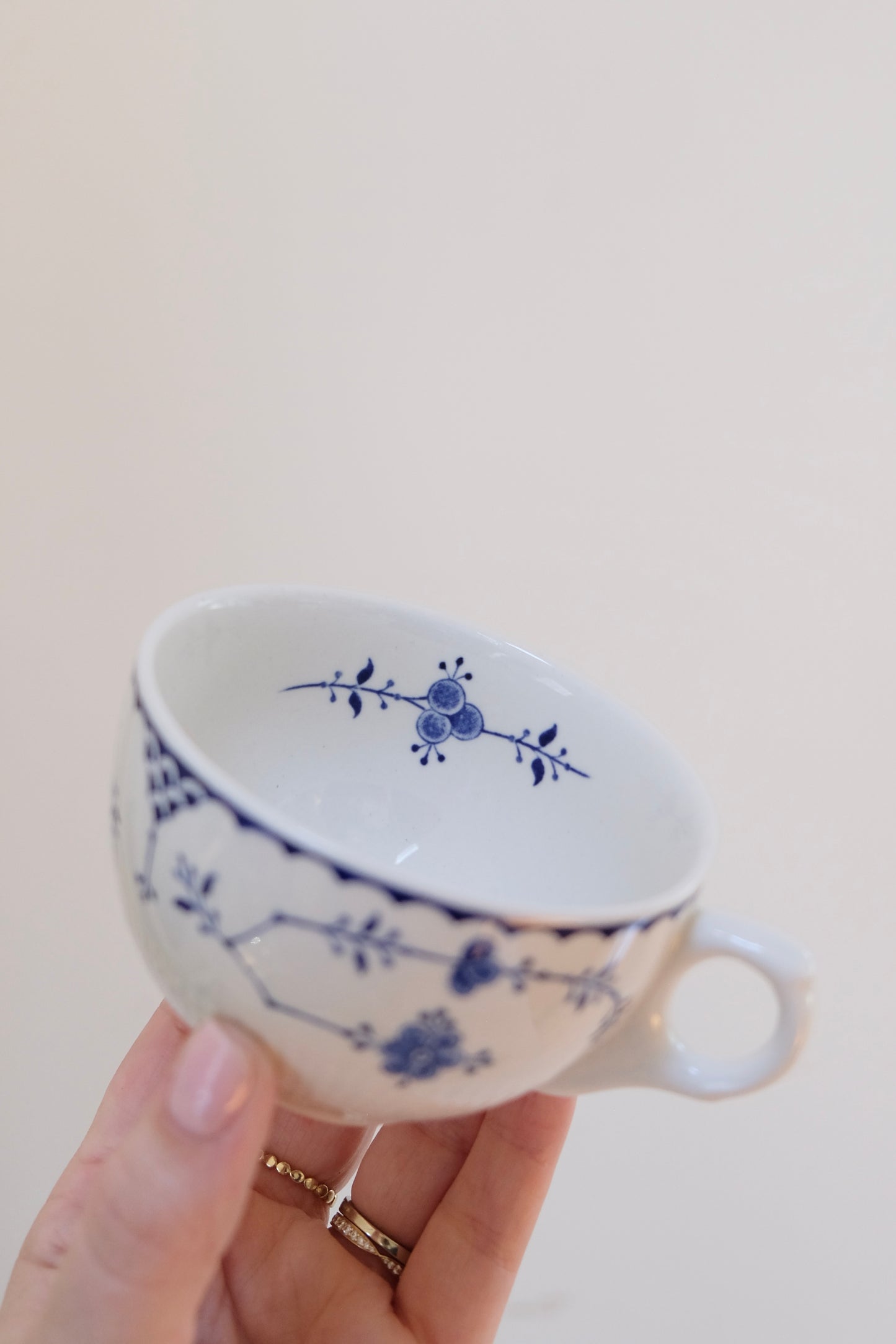 Vintage English Blue Fluted Style Tea Cups, Sold Separately