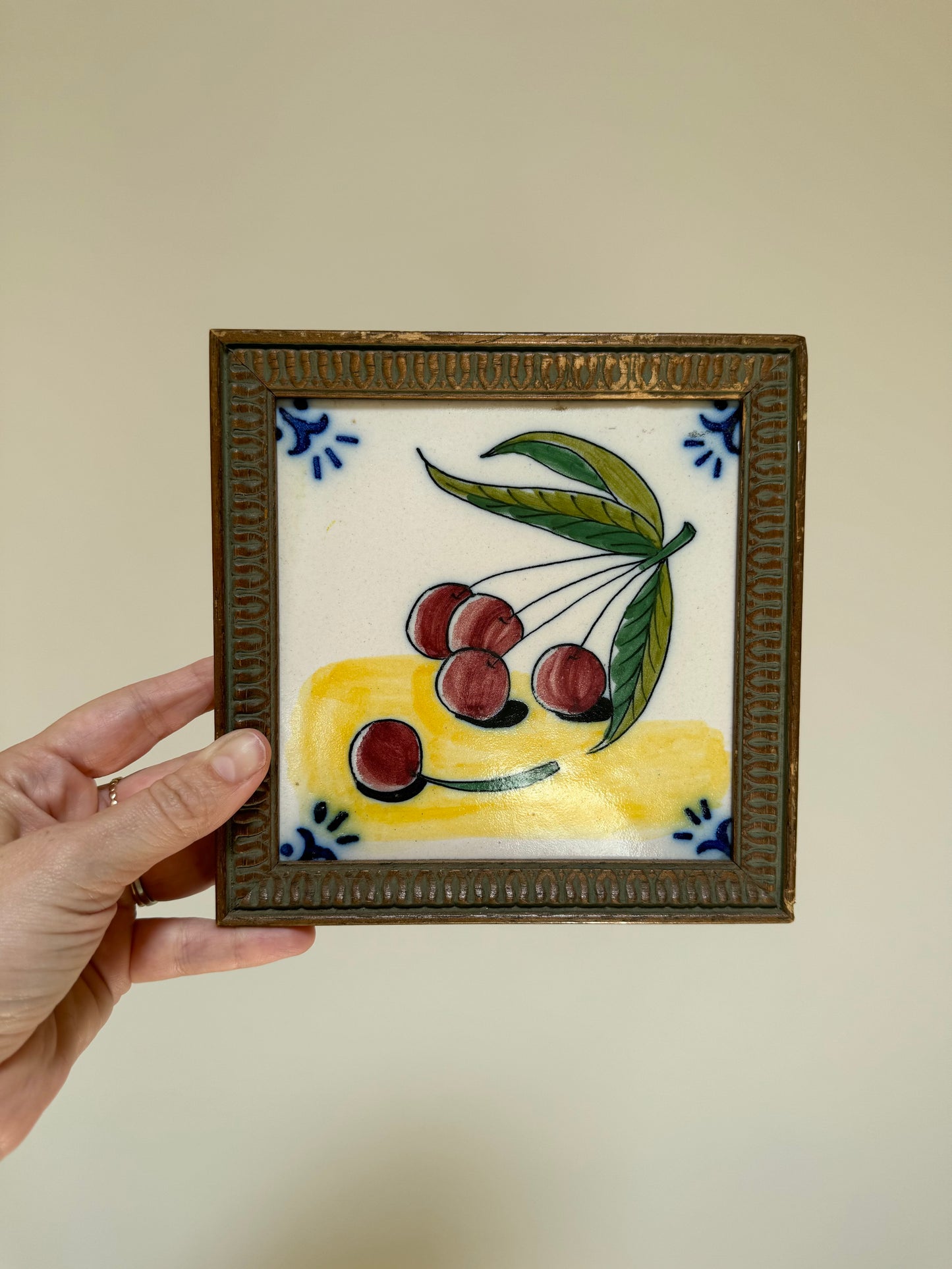 French Vintage Hand-Painted Tile