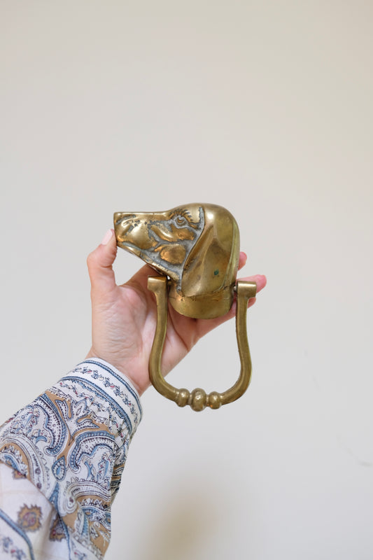 Antique or Vintage Brass Dog Head Door Knocker
