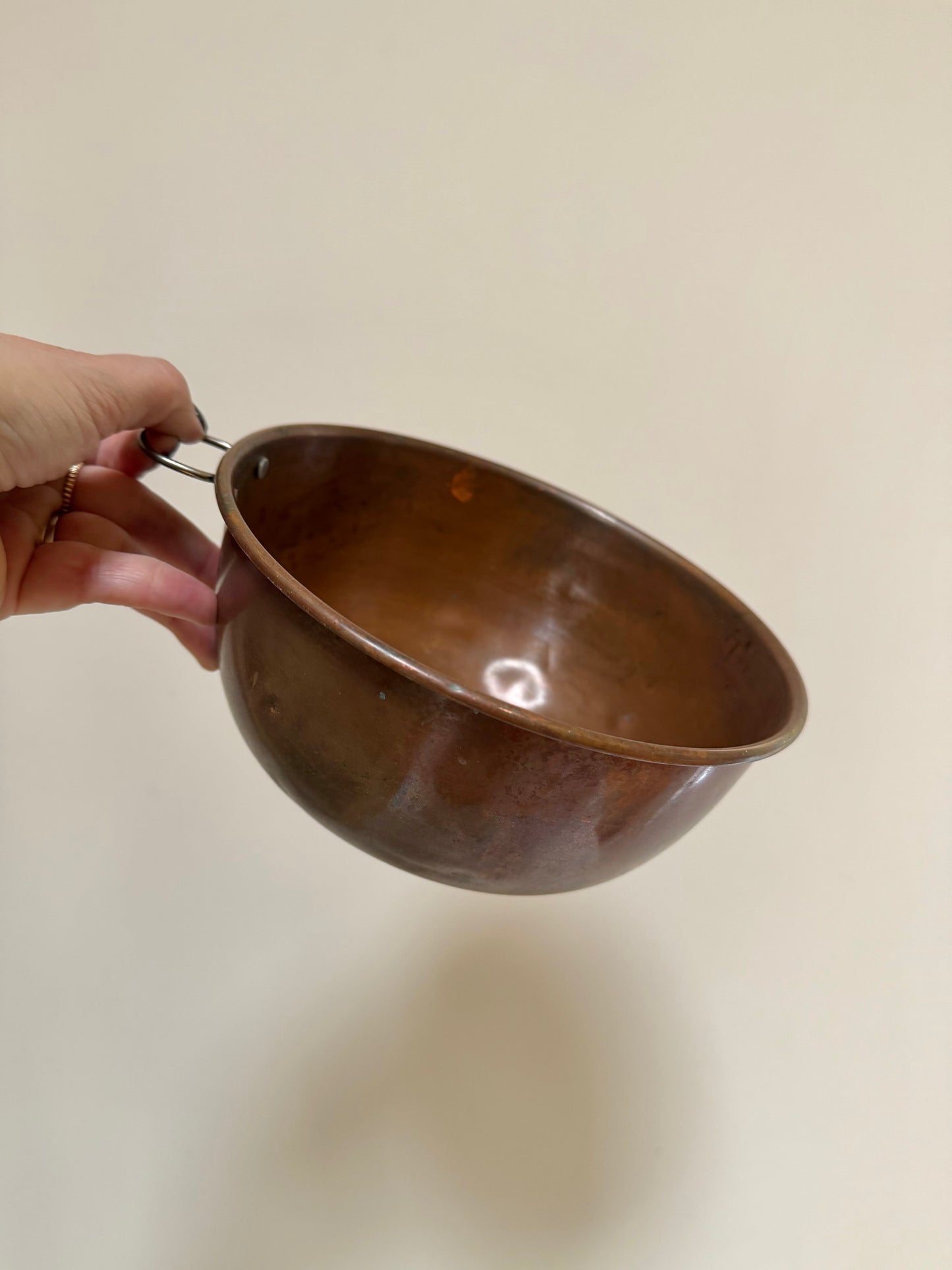 Set of 2 Copper Bowls with Rings — 7.5” x 3”