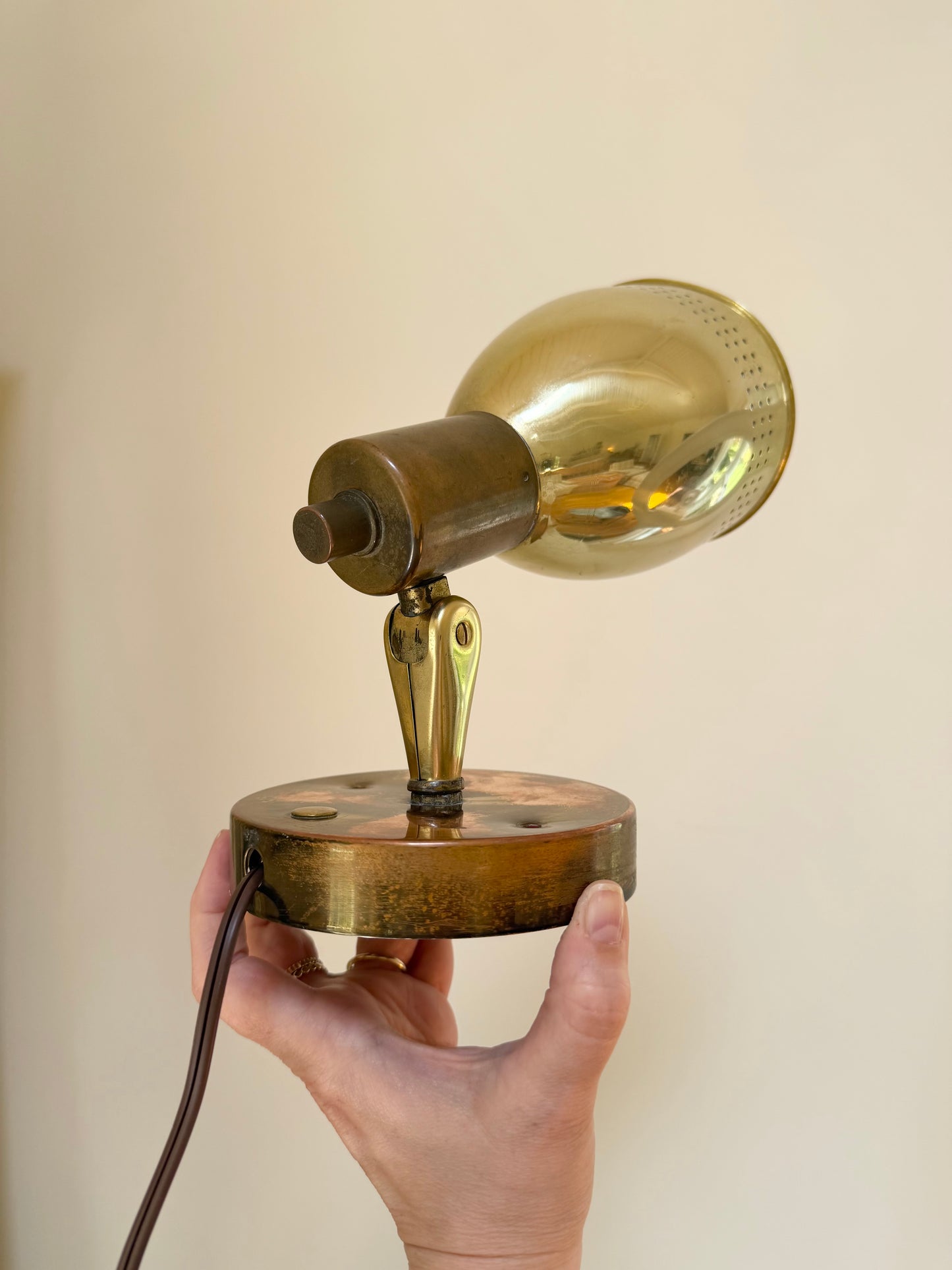 Vintage Industrial Brass Sconce, Rewired as a Table Lamp