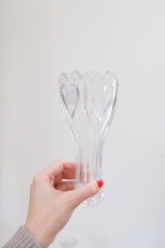 Vintage Deplomb Heavy Lead Crystal Hearts Vase
