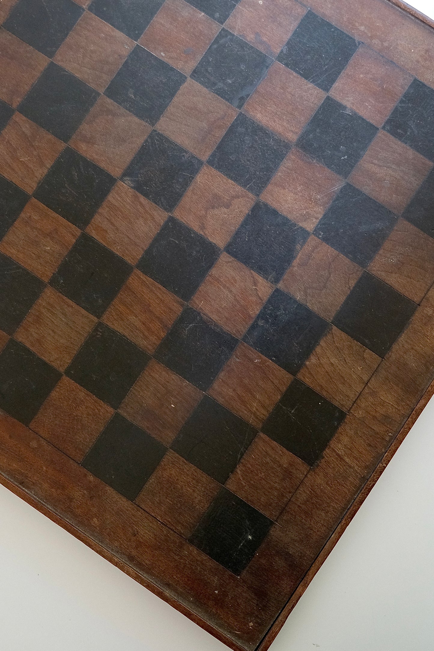 Antique Primitive Hand-Made Wooden Checkers Game Board