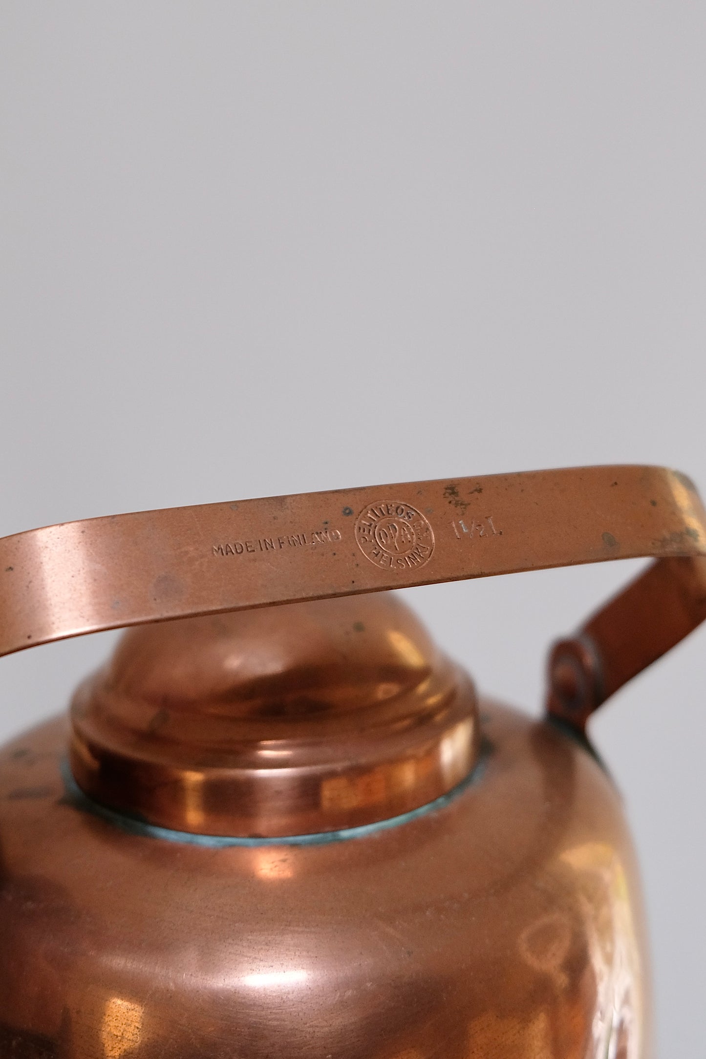 Finnish Copper Kettle by Peltiteos Q.Y. Helsinki — 7.5” x 8”