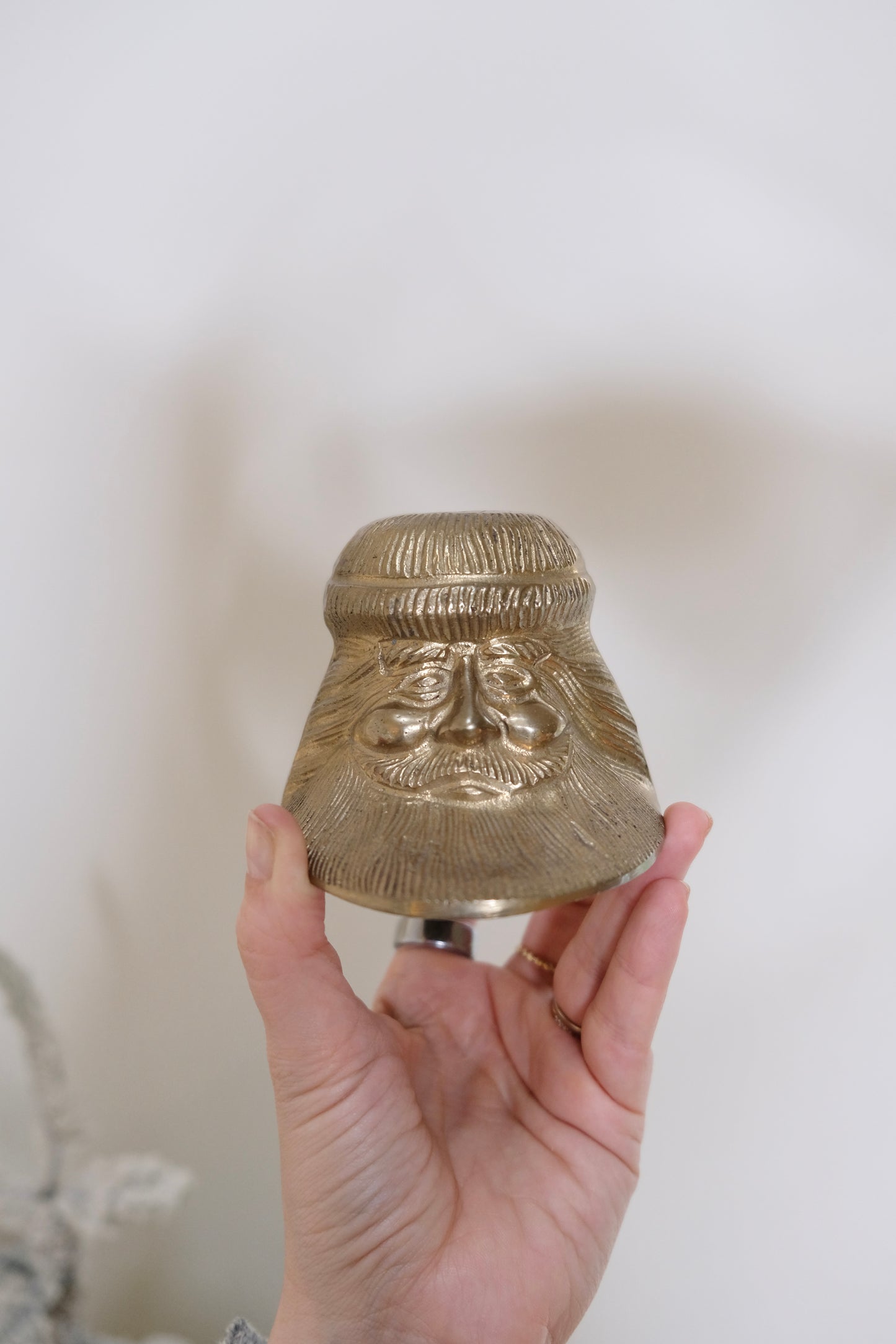 Vintage Brass Santa Candle Holders, Pair