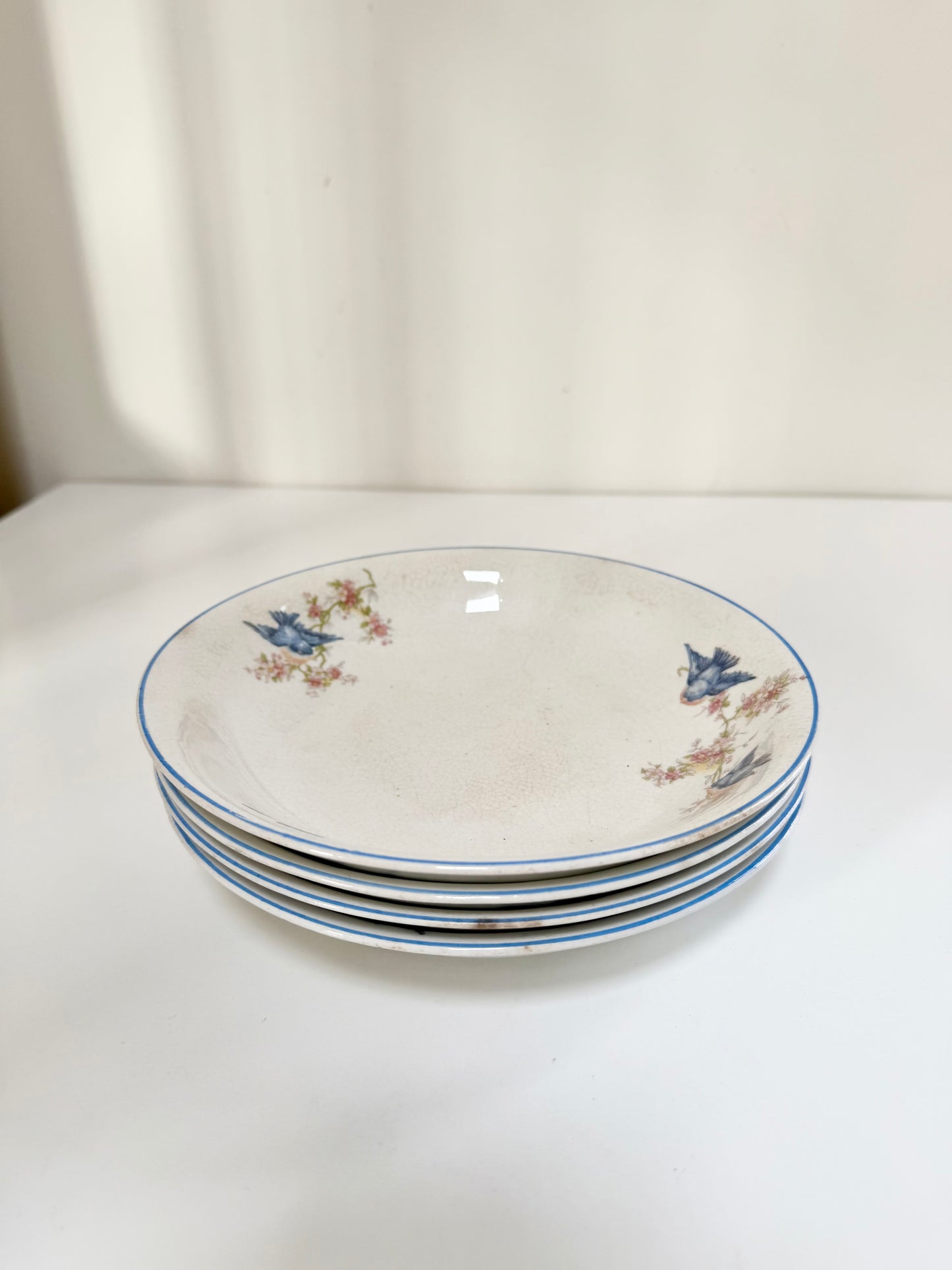 Set of 4 Hopewell China Blue Bird Bowls