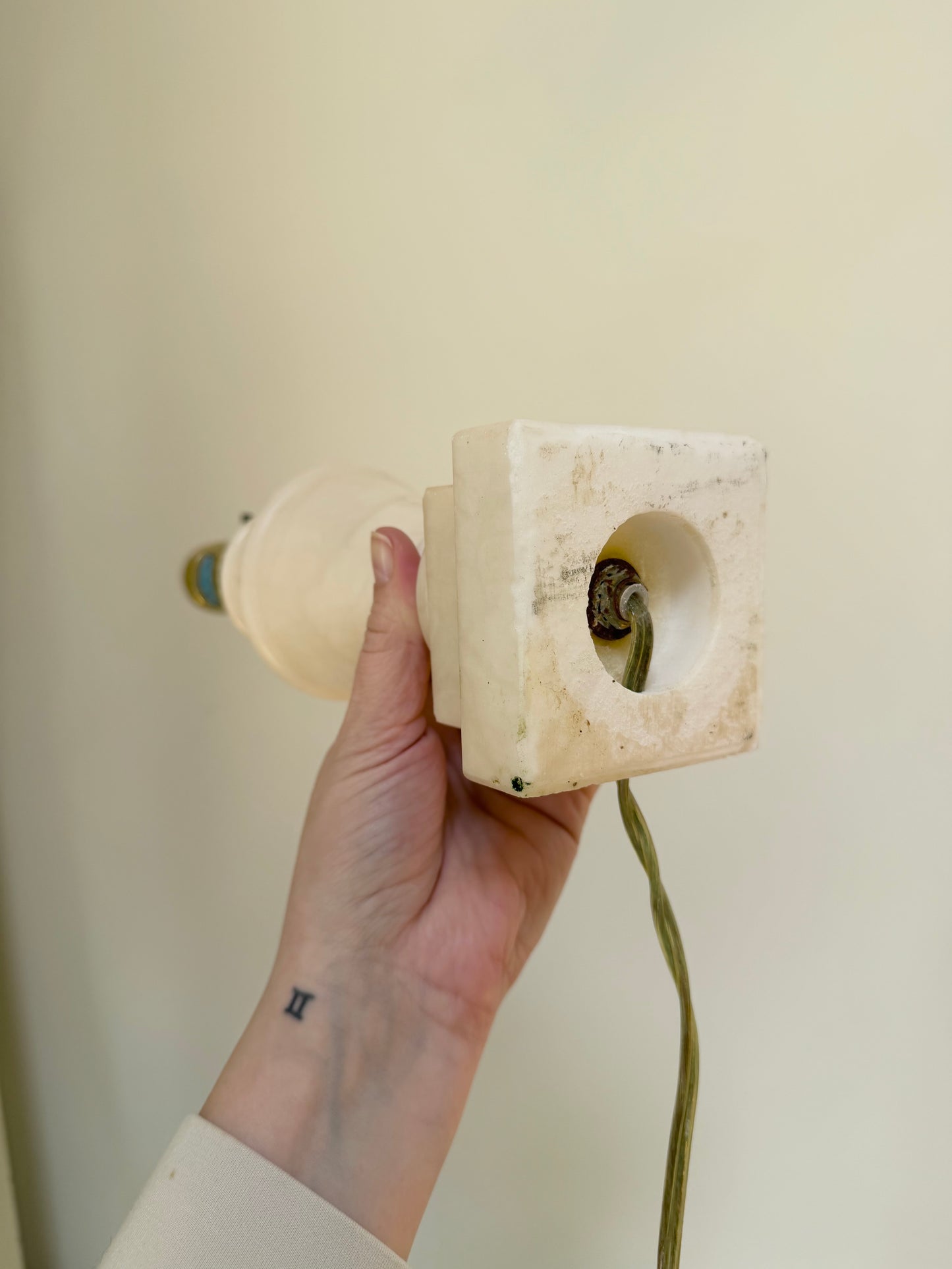 Mini Vintage Alabaster Lamp Base