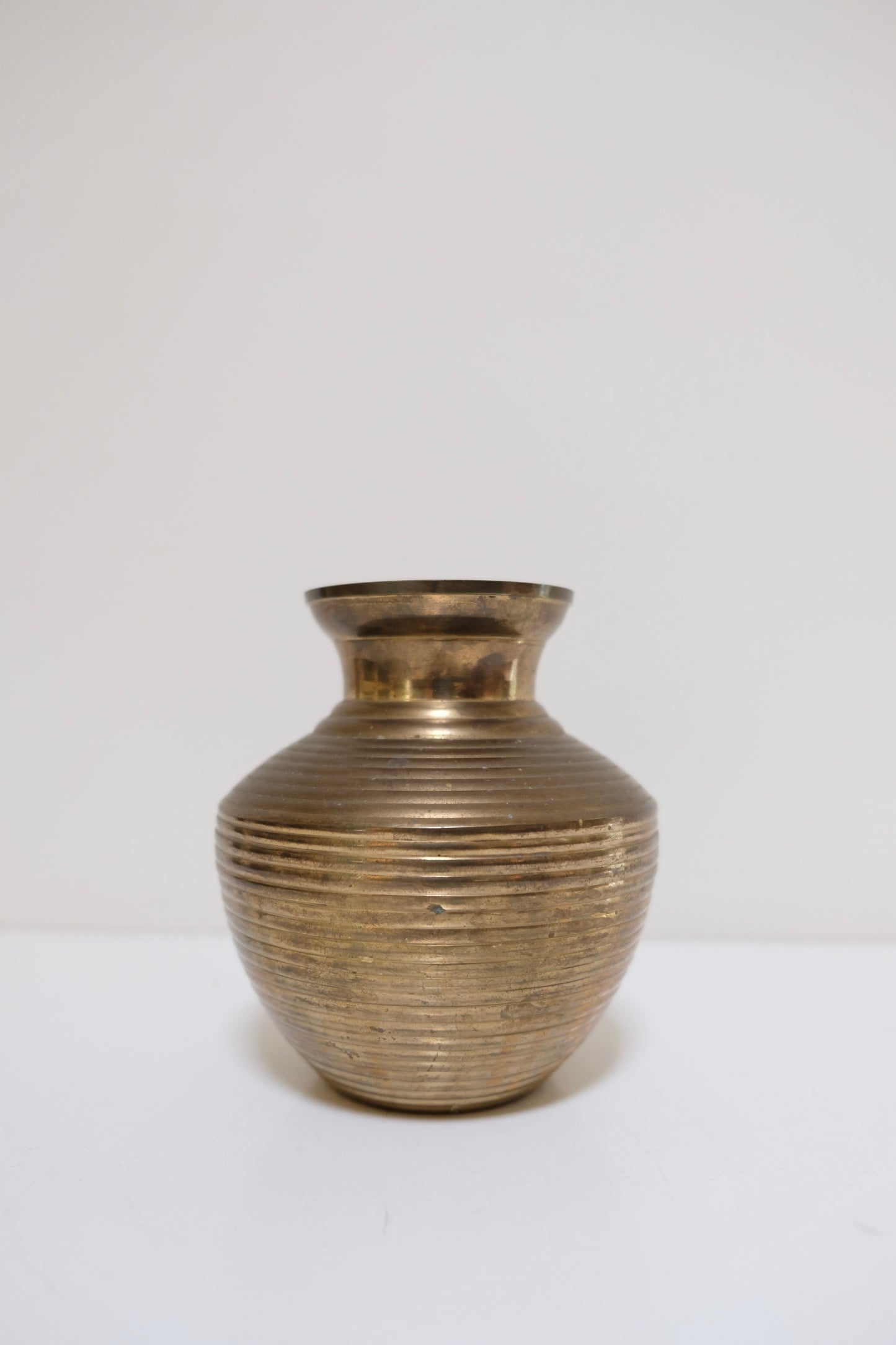 Ribbed Brass Vase