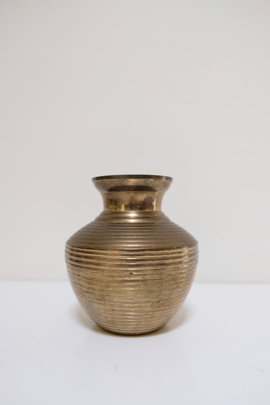 Ribbed Brass Vase