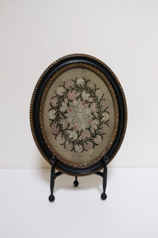 19th-Century Framed Crewel Embroidery